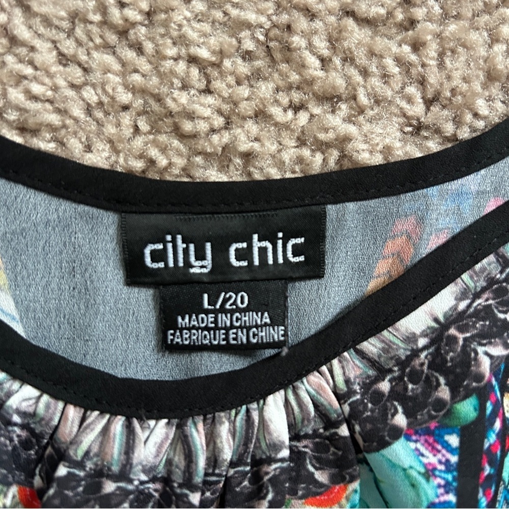 City Chic Geometric Black Blue Biba Drawstrring Maxi Dress Size L/20 - Picture 7 of 11